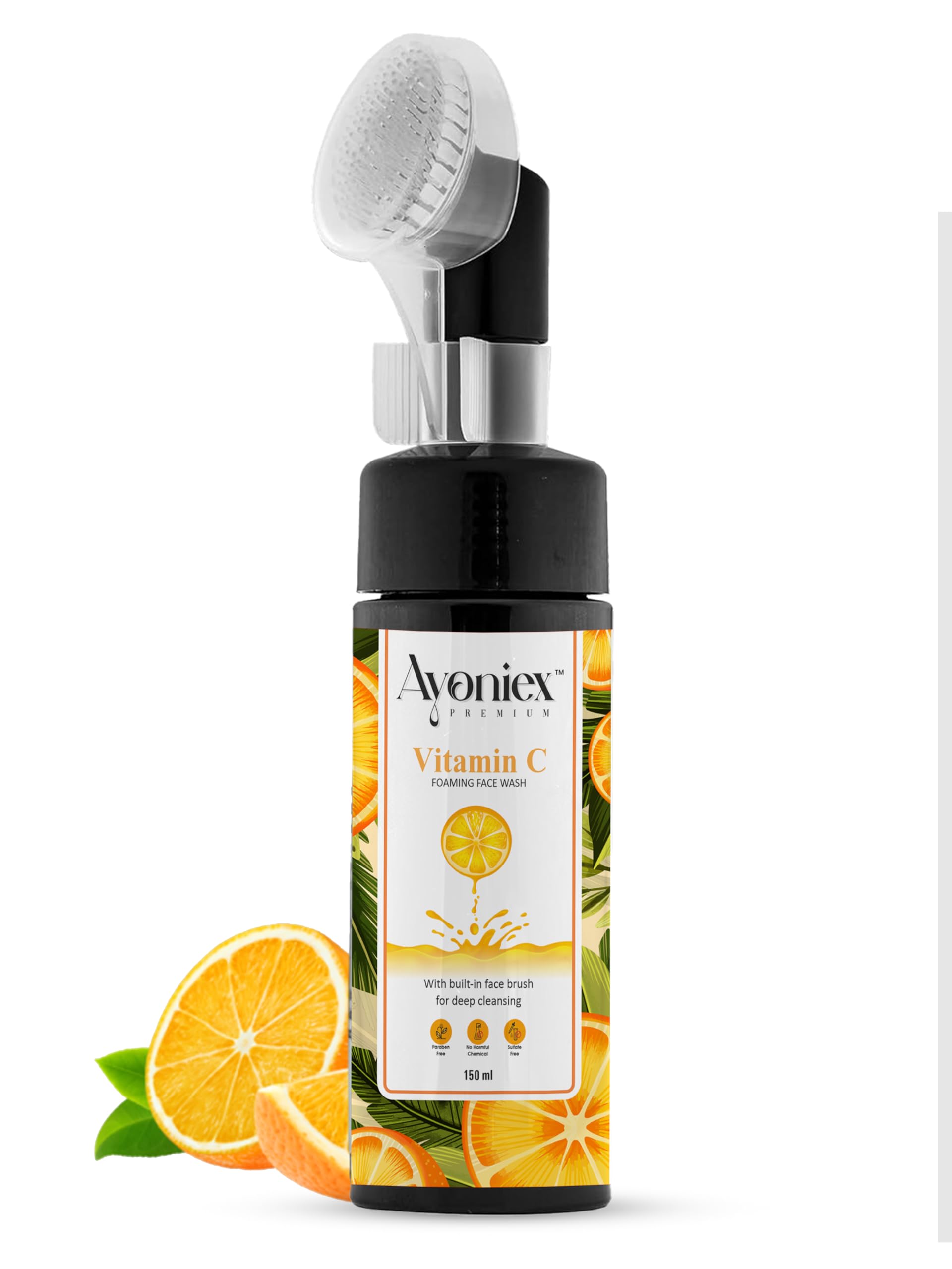 Ayoniex Vitamin C Foaming Face Wash, Brightening and Anti-Aging, Revitalizing Cleanser for Oily and Acne-Prone Skin