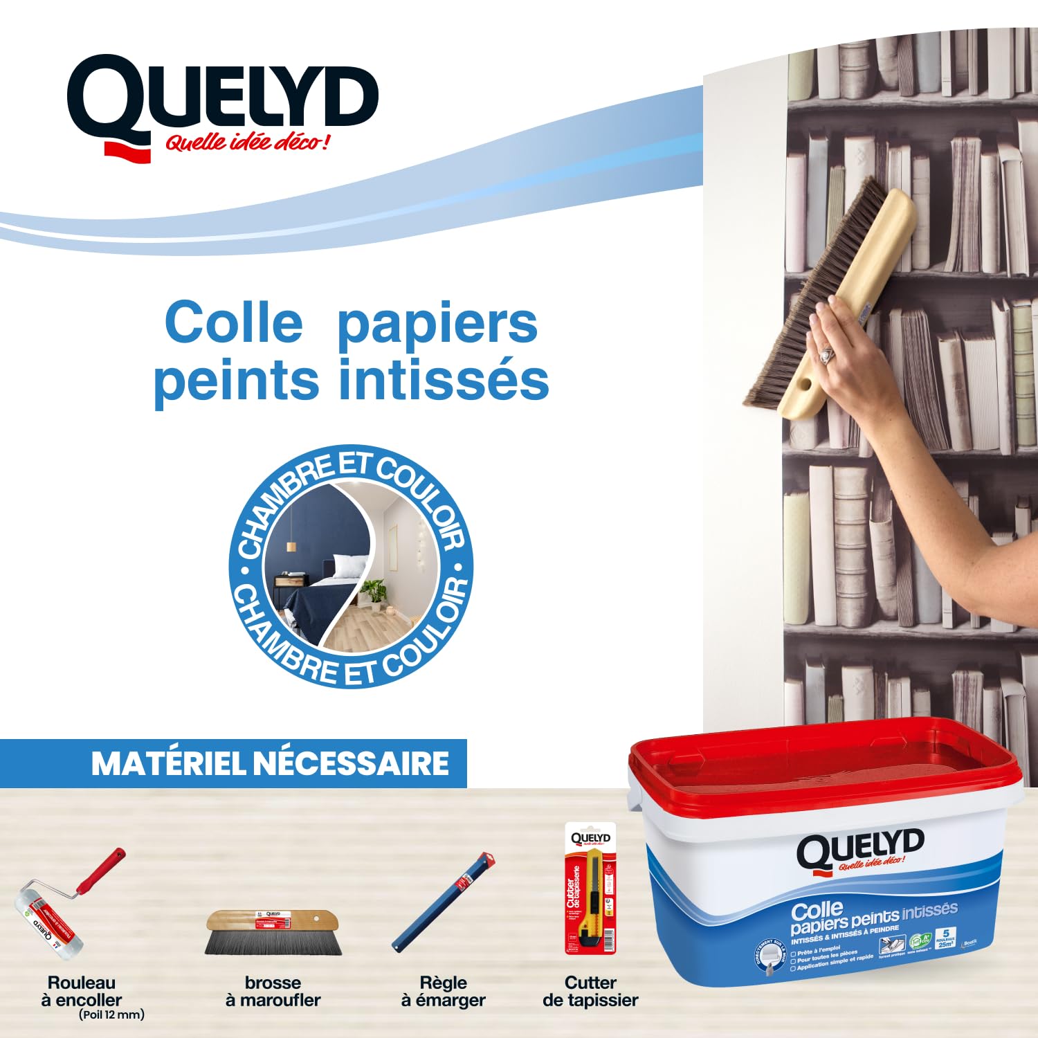 Quelyd Colle Papiers Peints Intissés en Pâte Seau 3 kg