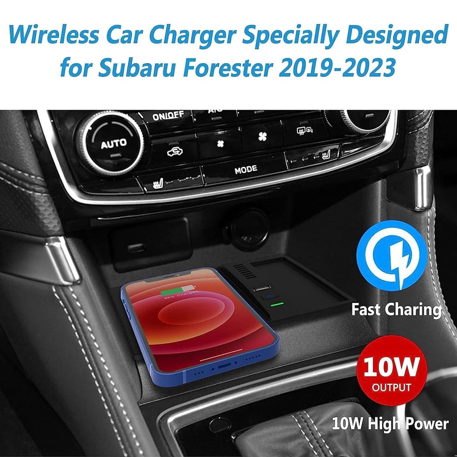 Cargador De Coche Inalámbrico para Subaru Forester 2019-2023 Panel De Accesorios De Consola Central,Cargador Rápido De 10 W para Cualquier Teléfono Habilitado para Qi