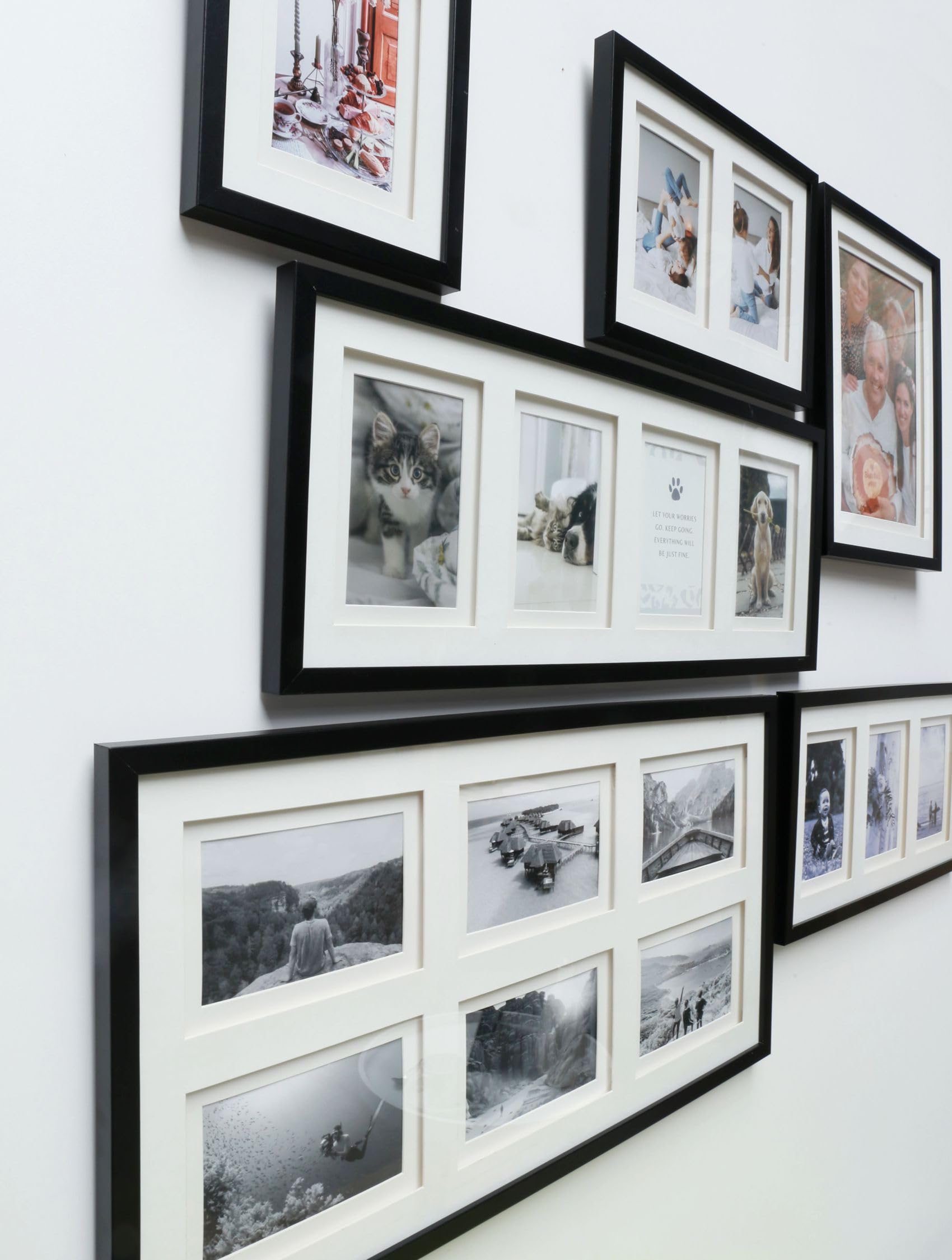 Deknudt Frames - Cadre photo avec double passe-partout - Noir - Pour 4 photos de 10 x 15 cm - En bois MDF - Collage - multivue - Pour accrocher ou poser - S65KK2 P4 10x15cm