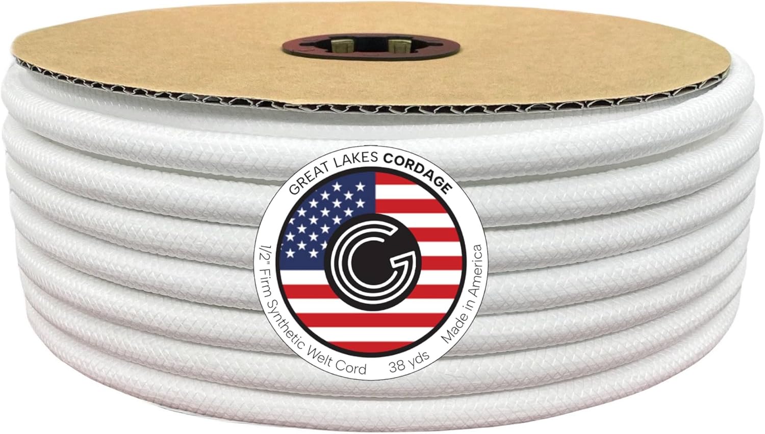 1/2" Firm Synthetic Braided Upholstery Welt Cord, 38 yds