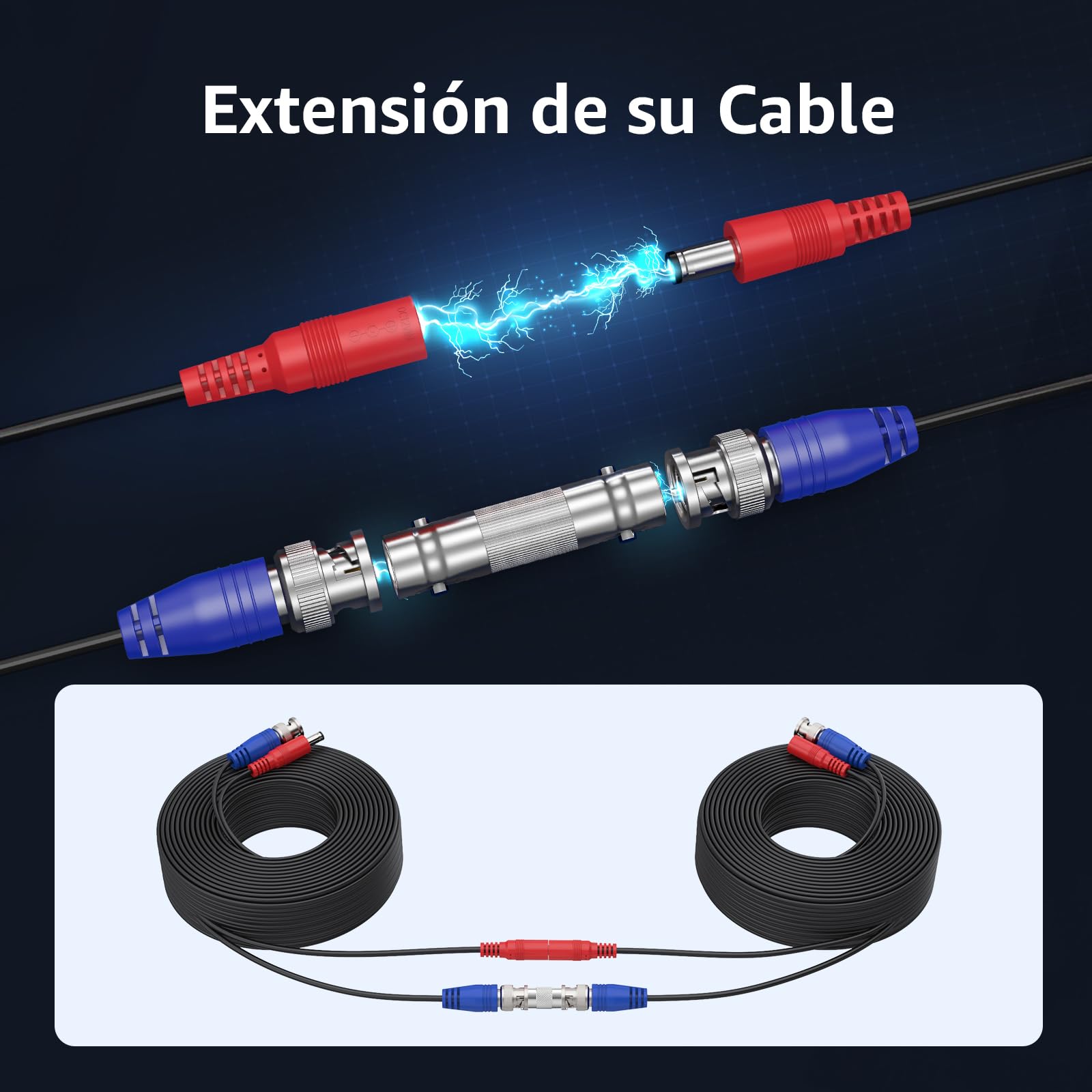 ANNKE 30m / 100ft Cable de Video DC Power HD/AHD/TVI Premade All-in-One BNC Video 4pcs para cámara CCTV DVR Sistema de Seguridad Grabadora de vigilancia, Blanco