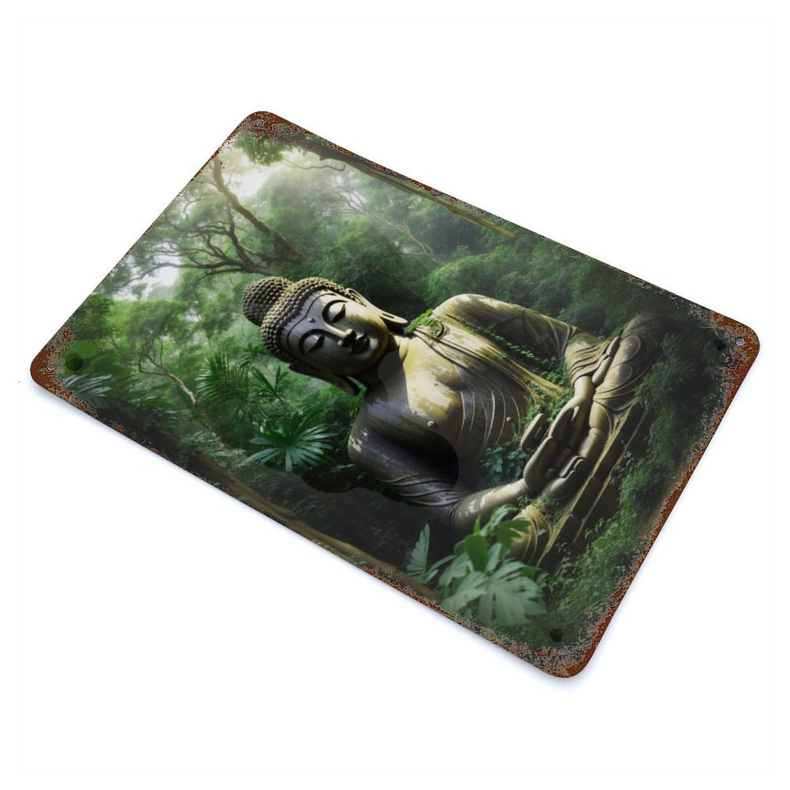 Garage Style Holy Forest Aged Metal Wall Plaque 11.8"x7.9", Farmhouse Wall Decor for Bar And Workshop