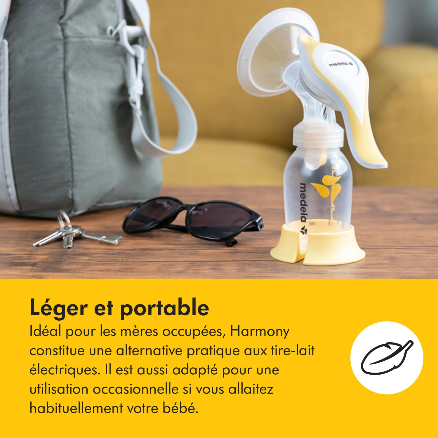 Medela tire-lait manuel Harmony, design Suisse compact avec protections PersonaFit Flex et technologie 2-Phase Expression Medela