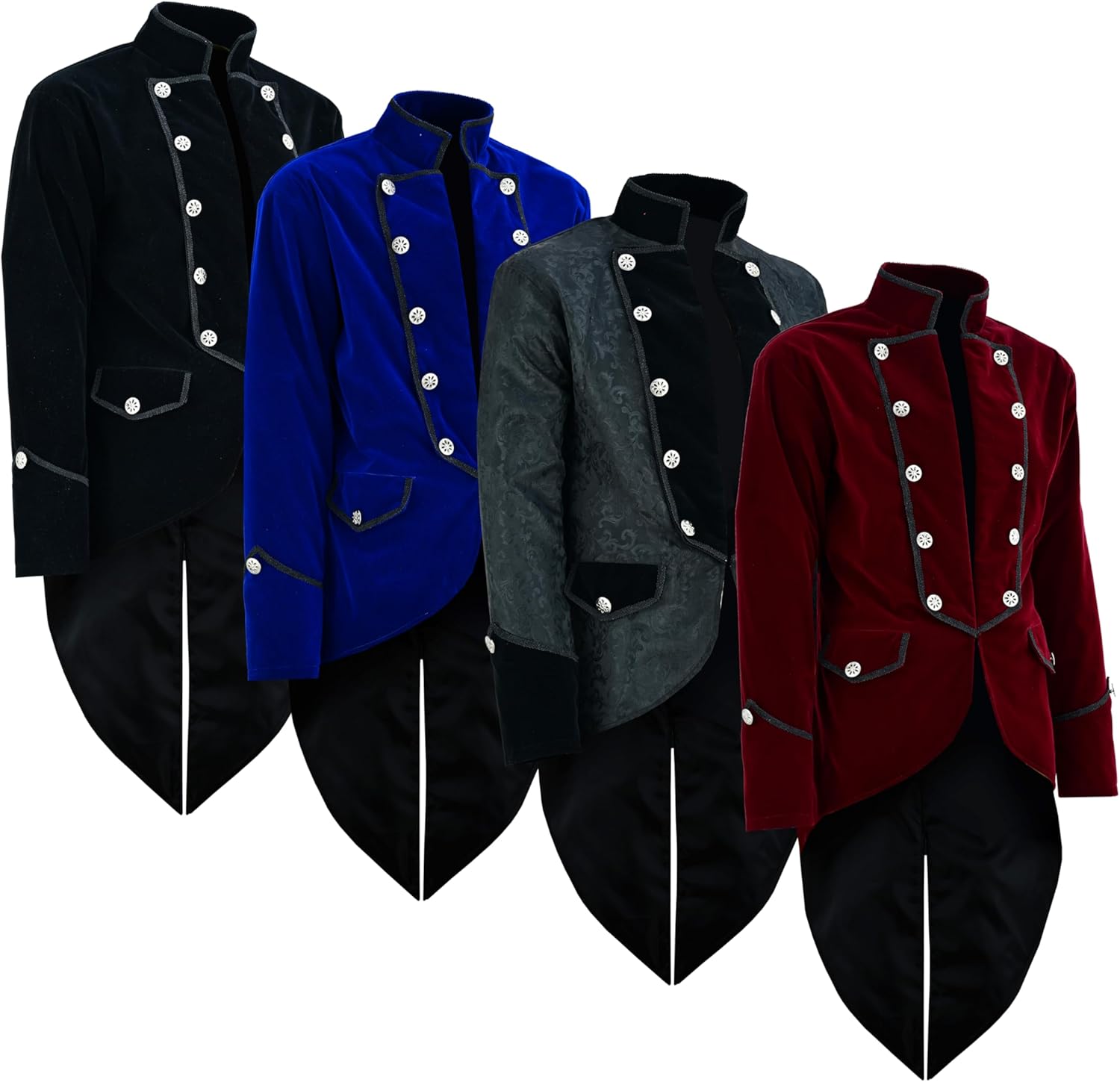 Prime Quality Mens Steampunk EMO Tailcoat Jacket Velvet Gothic VTG Victorian/Tail Coat/USA Sizes