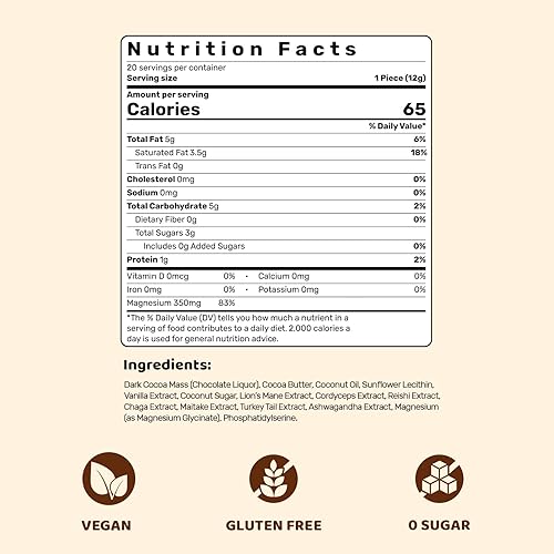 Miniatura 2 de Chocolate funcional con hongos  Suplemento de hongos con melena de león, reishi, cordyceps, chaga, maitake y cola de pavo  para energía,