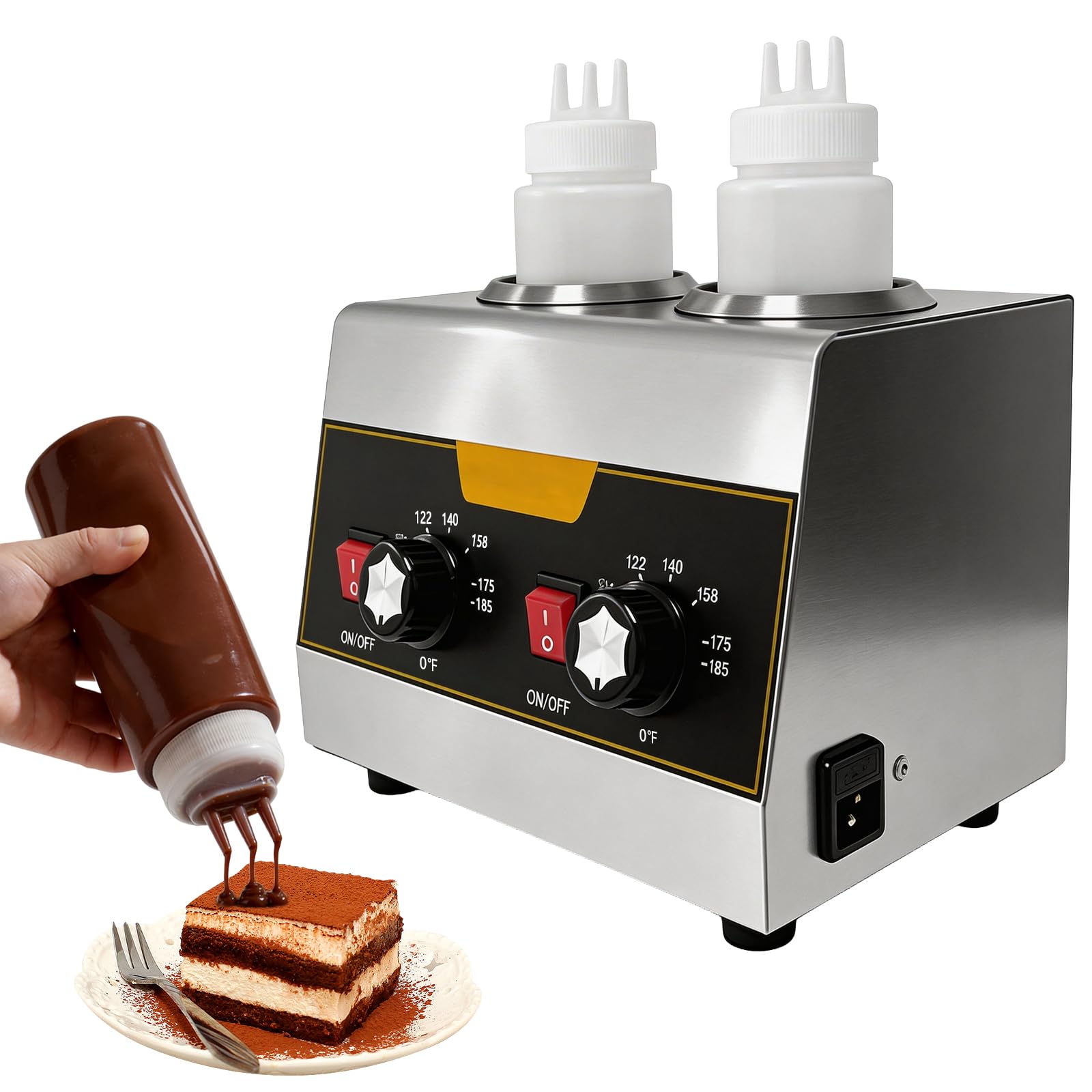 Electric Sauce Warmer with 2 * 600ml Squeeze Bottle, 400W Rapid Heating