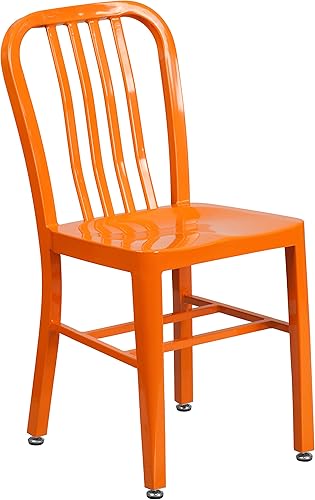 Miniatura 12 de Flash Furniture Gael - Juego de 2 sillas de metal naranja para interiores y exteriores de grado comercial Naranja,Oro negro