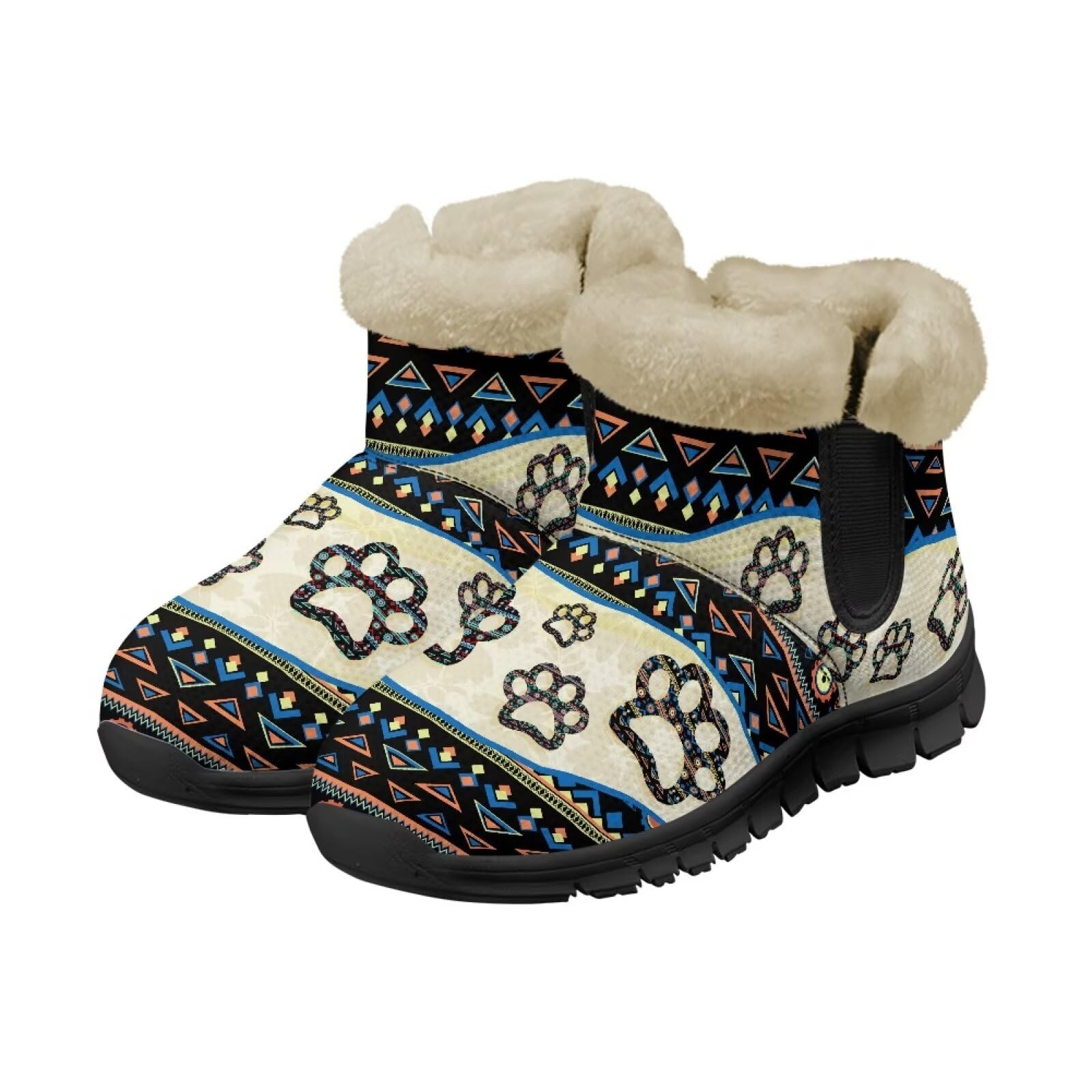 Binienty Women Men Ankle Boots Comfort Slip On Winter Warm Non Skid Plush Snow Boots