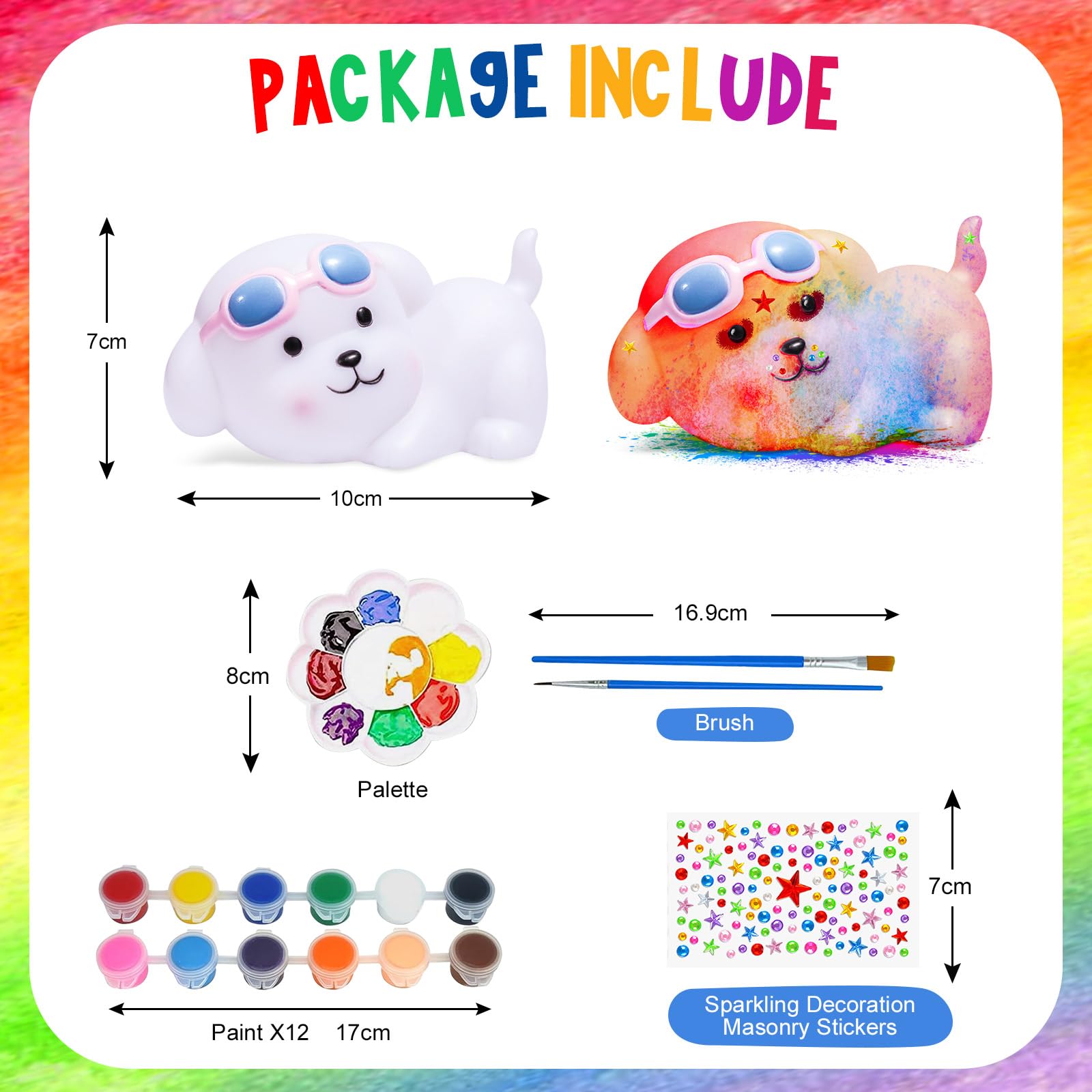 ONLYFUN Kit di Pittura per Cani Fai-da-Te - per Ragazze e Compleanni, Lampada 3D per Cani da Colorare e da Usare come Luci Notturne, Giocattolo Ideale per Bambini dai 3 ai 12 Anni