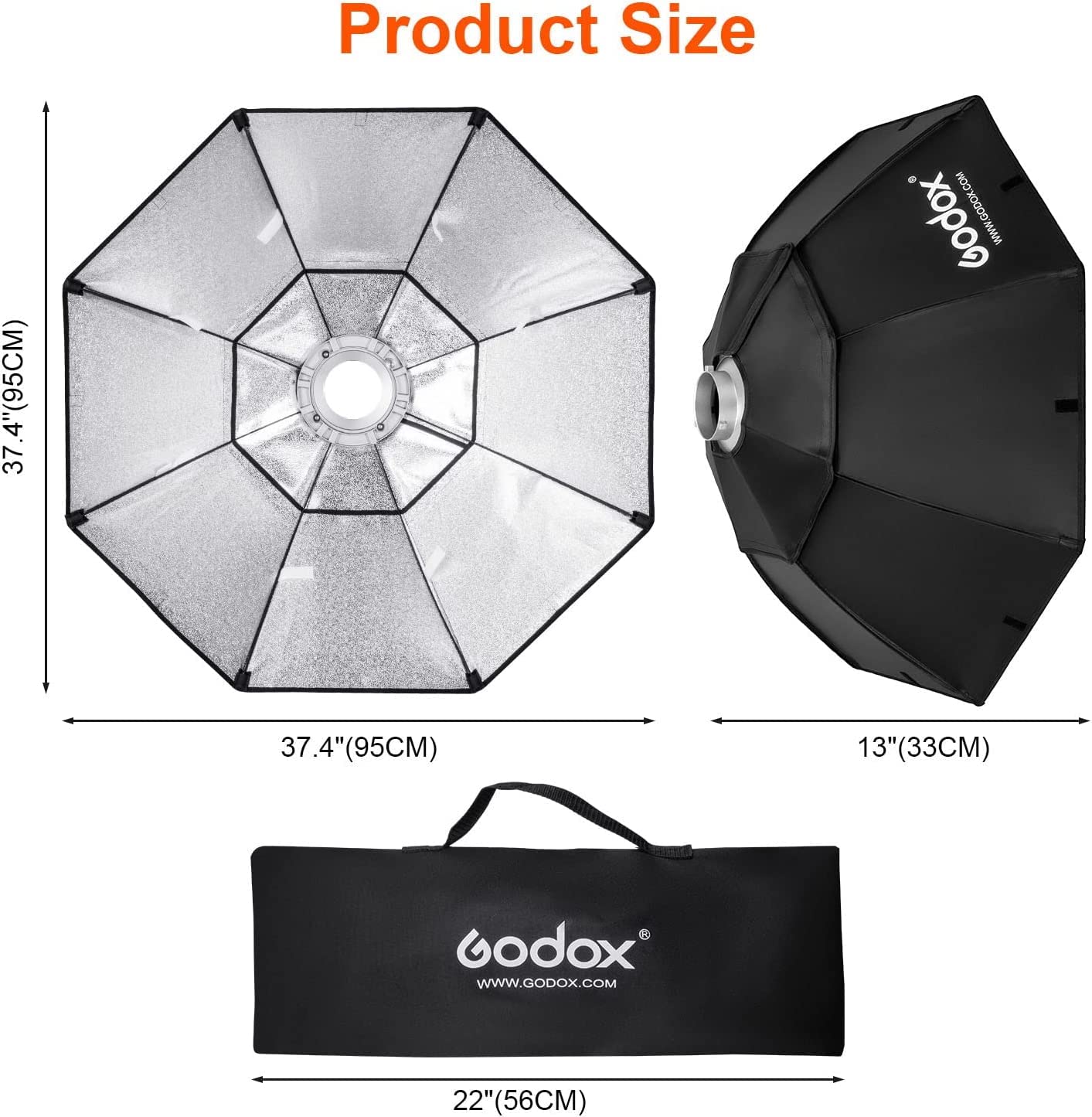 Fomito Godox Top Octagon Softbox 37" / 95 cm Bowens uchwyt do studyjnego stroboskopu lampa błyskowa
