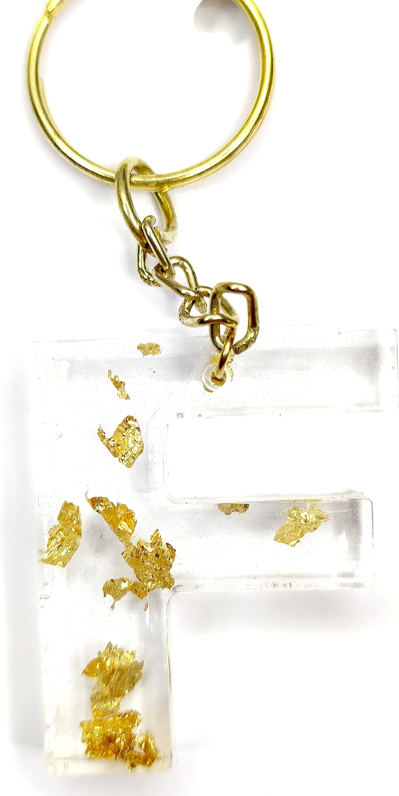 SR SABRANG Resin Alphabet Keychain | Creative Letter keychain | Elegant Sparkle Gold Flake Keyring for Gifting, Purse, Handbag, Car, Bike and Home keys