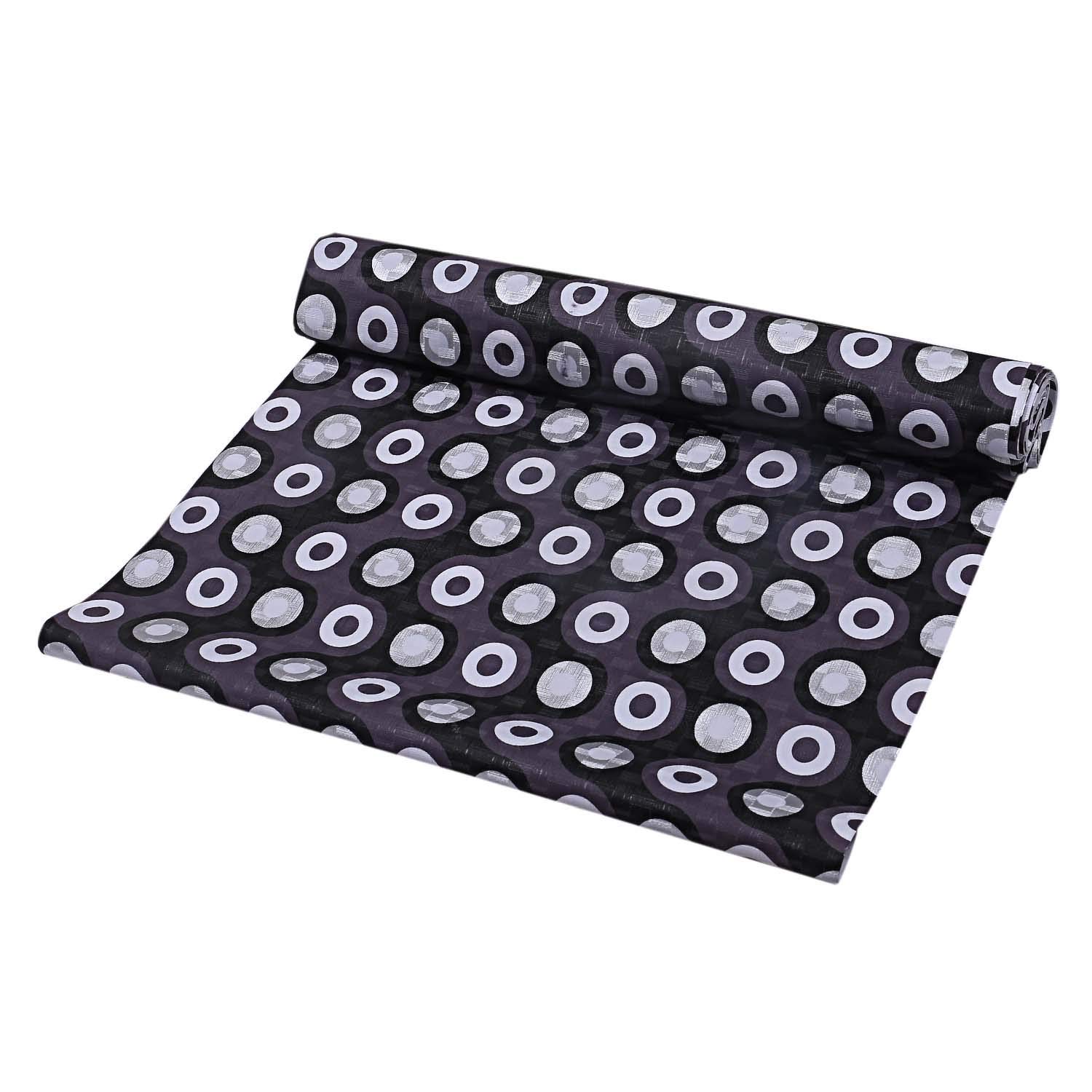 Kuber Industries Checkered Design PVC Wardrobe Kitchen Drawer Cupboard Cabinet Shelf Mat, Shelf Liner 10 Mtr (Whte & Black) - CTKTC040158