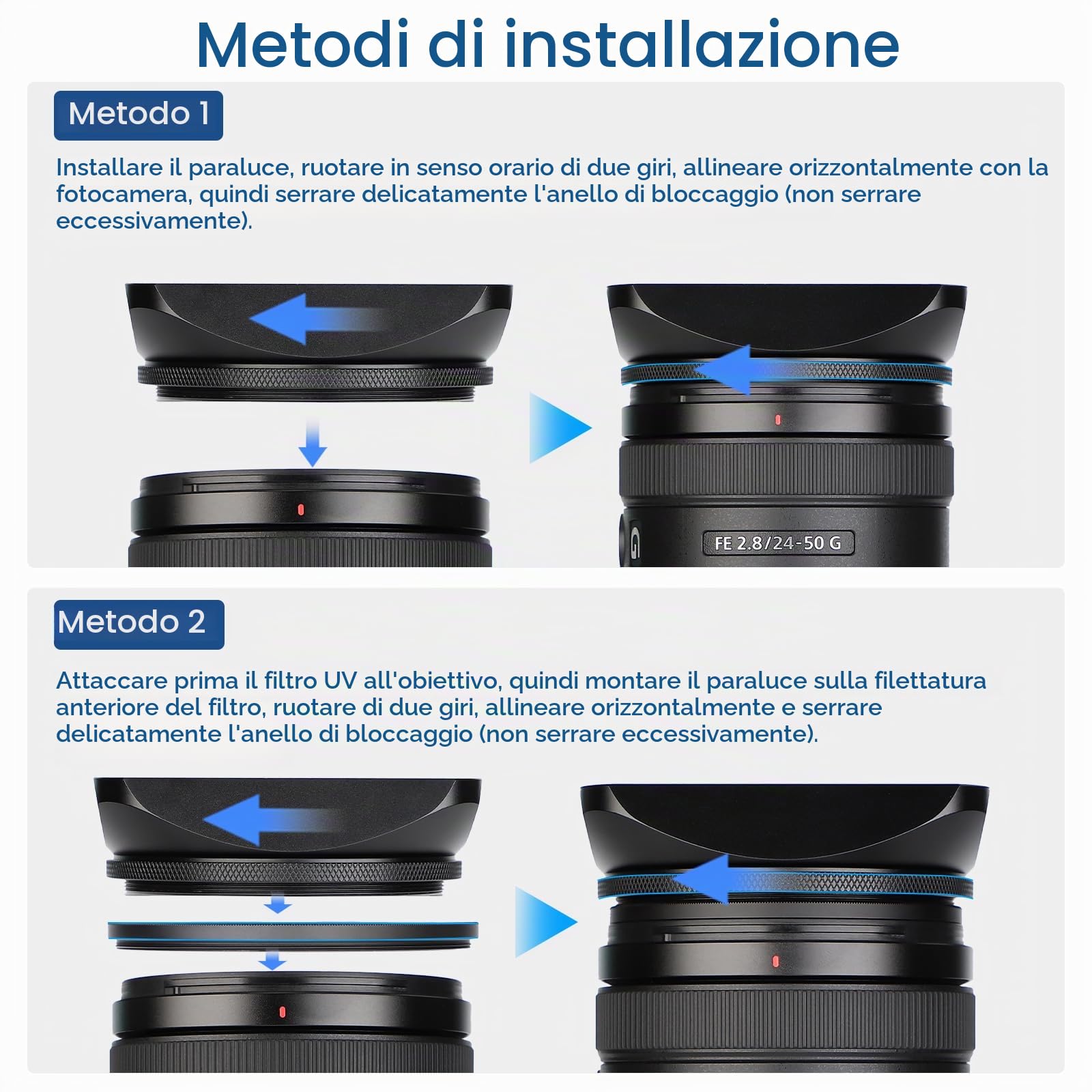 Haoge LH-B72T - Paraluce quadrato da 72mm, in metallo, con tappo a vite, per obiettivi Canon Nikon Sony Leica Carl Zeiss Voigtlander Nikkor Fujifilm e altri obiettivi con filettatura da 72mm