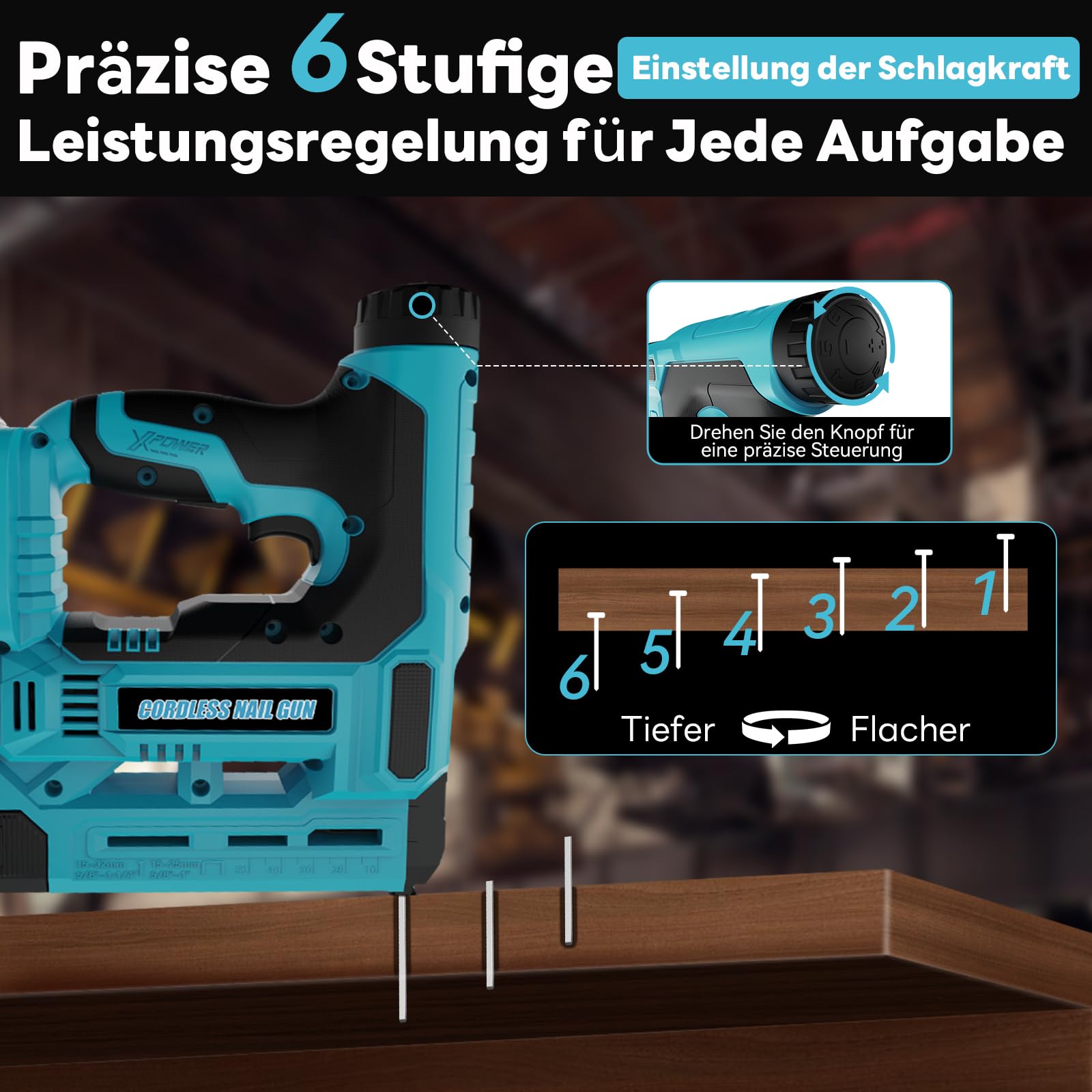 Makita 18V Akku Tacker 18GA 2-IN-1 Nagler Einstellbare Tiefe 4000mAh Batterie 1000 Nägeln 1000 Klammern