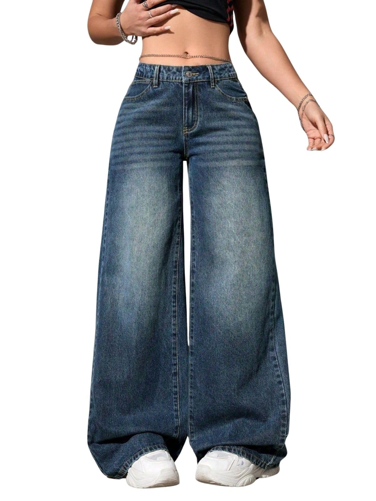 glossia Denim Baggy Jeans for Woman | Wide Leg Jeans for Women | High Waist Jean's for Woman | Loose Fit Plus Size Denim Ladies Jean's for Women(WJ-2405-$)-picture-35