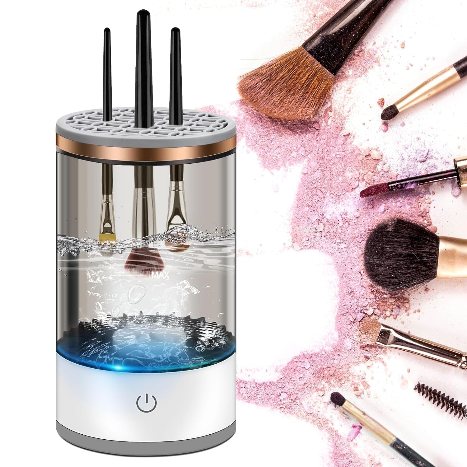 Earwig Makeup Brush Cleaner, 2024 Upgrade Brush Blender, Automatic Spinner Machine Fit for Most Size Brushes Beauty Makeup Brush Set Gift for Women Wife Friend