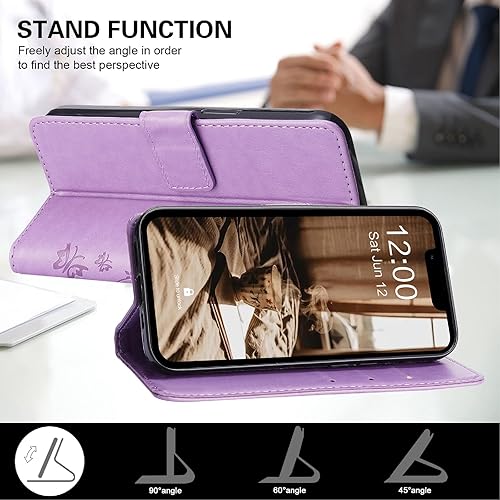 Miniatura 5 de Funda tipo cartera para Galaxy A14 5G, bonita funda de cuero tipo cartera con ranuras para tarjetas y función atril para mujer, Samsung Galaxy A14,