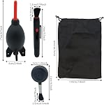 Lens Cleaning Kit Contains 2 Pcs Rubber Rocket Air Blower Duster, Lens Cleaning Pen, Blower Brush Dust Cleaner and Carrying Pouch, for Lens, Camera, SLR, Telescope, Magnifying Glass, Phone