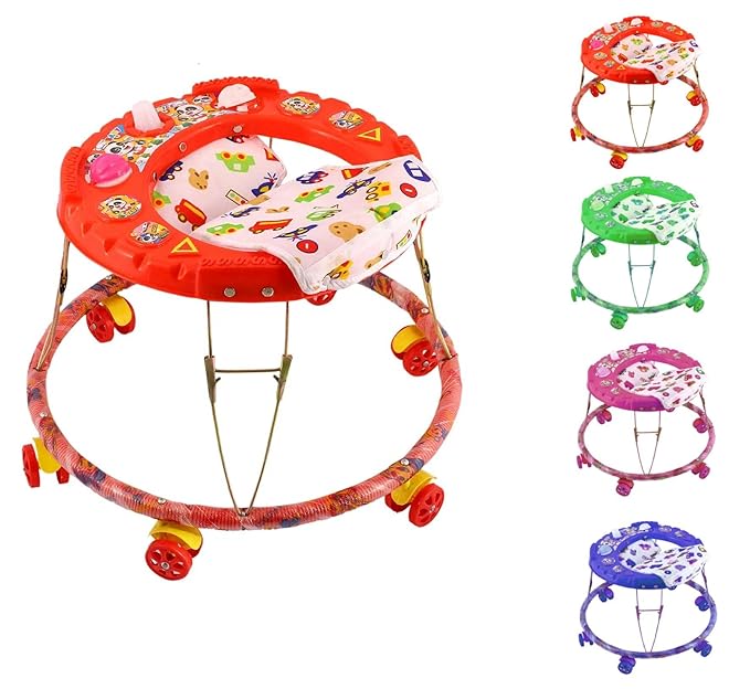 Ephemeral Round Base 6Wheel Musical Baby Walker for 9 Months to 1.5 Years (Assorted color, Design May Vary)