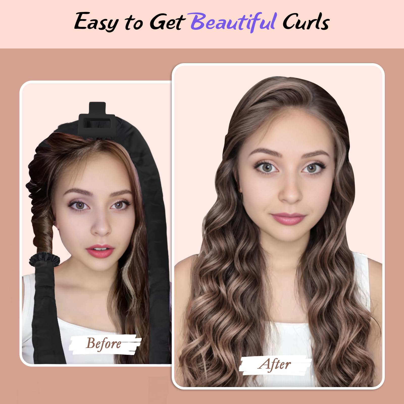 ZILAMPU Set di 7 bigodini per capelli senza calore, in raso, senza calore, 177,8 cm, senza calore, per la notte, per dormire, 7 bigodini per capelli senza calore, per donne di tutti i tipi di capelli
