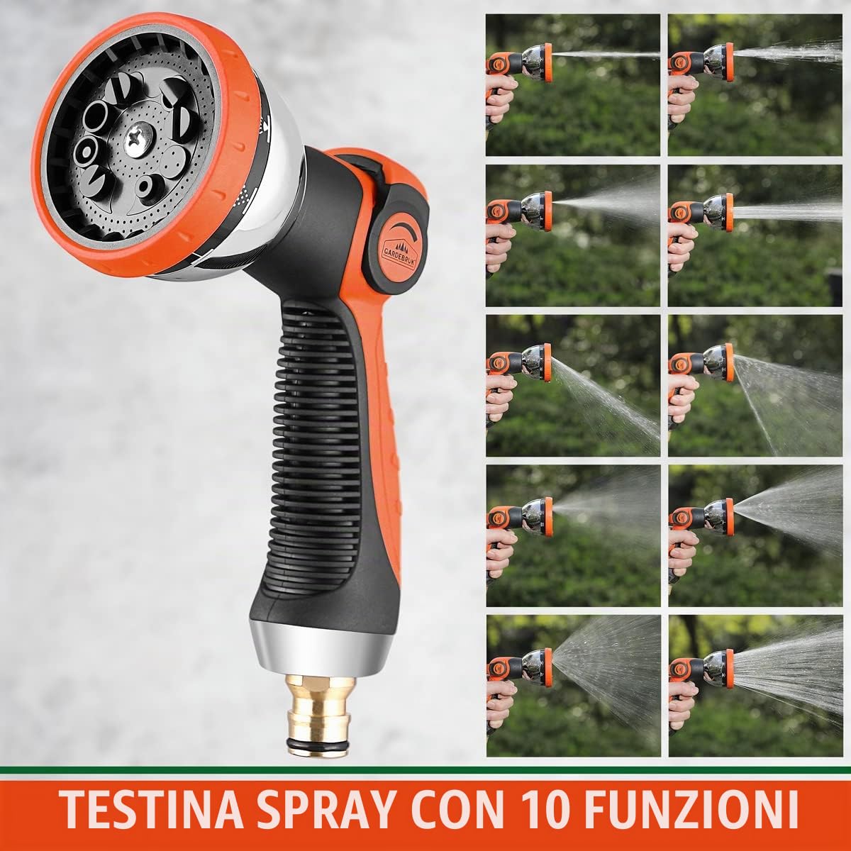 GARDEBRUK® Tubo Estendibile da Giardino 30 m in Lattice Adattatore in Ottone 1/2' 3/4' Tubo Idrico Innaffiare Giardino Flessibile