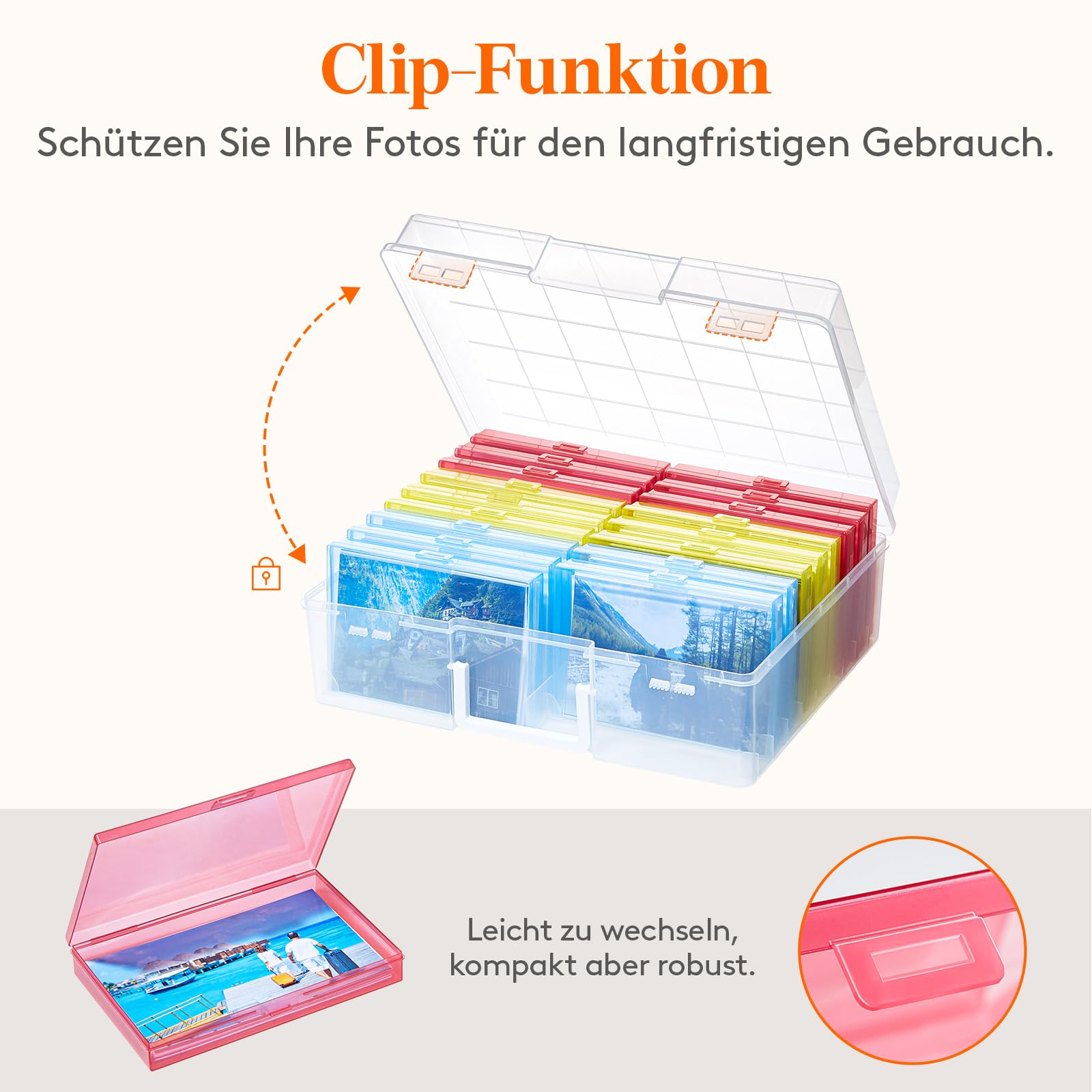 Lifewit Aufbewahrungsbox, 4x6 10x15cm 4R, Foto-Organizer, 18 innere Bildbehälter, mehrfarbige Boxen, Samenaufbewahrung, Basteln, f. Karten, Bilder, Briefmarken, Bürobedarf, m. 1 Blatt Etikettensticker