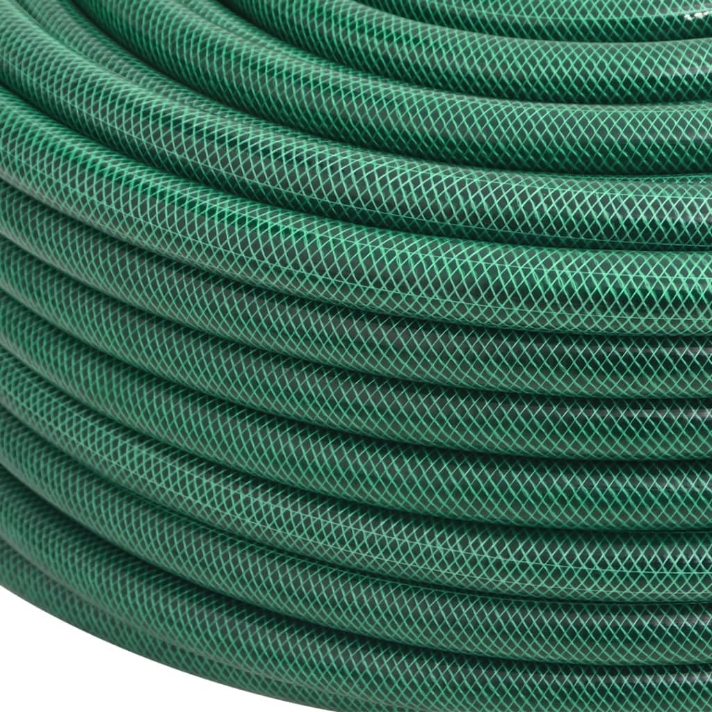 Tuyau d'arrosage vert - 1" - 100 m - En PVC - Flexible - Sans pli - Extensible - Pour l'arrosage - Avec seringue - Raccord de douche - Pour pelouse, terrasse, balcon, parterre de fleurs
