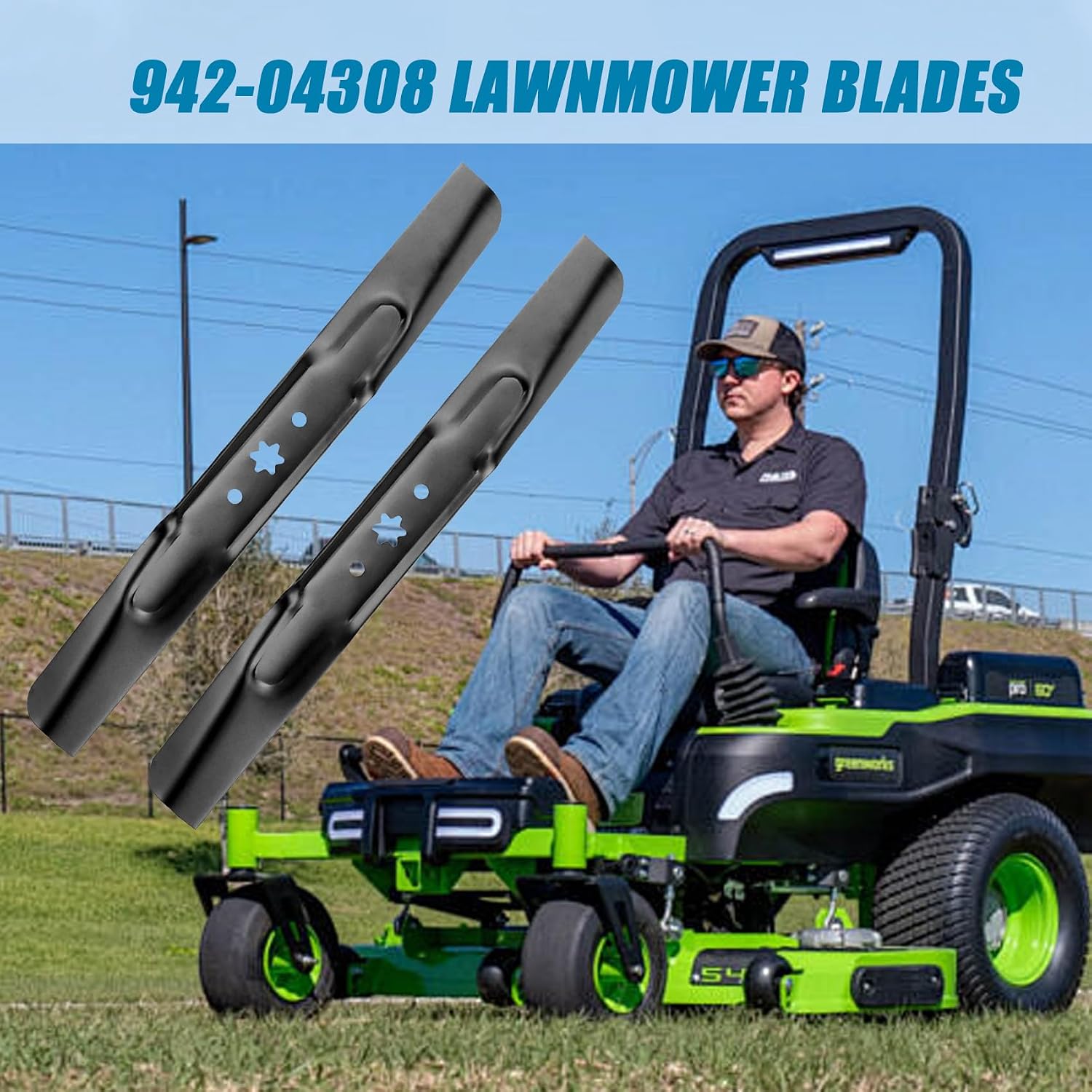 42 Inch Lawn Mower Blades, Replacement for 942-04308A 742-04308 942-04308 742-04312 942-04312, Mulching and High-Lift Blades Fits 42" Riding Mower Decks (2pcs)