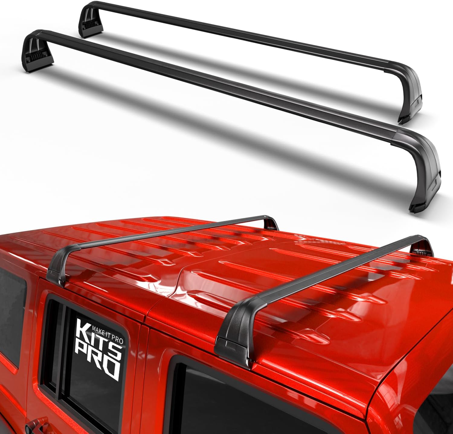 KitsPro 260lb Roof Rack Cross Bars for Jeep Wrangler/Gladiator