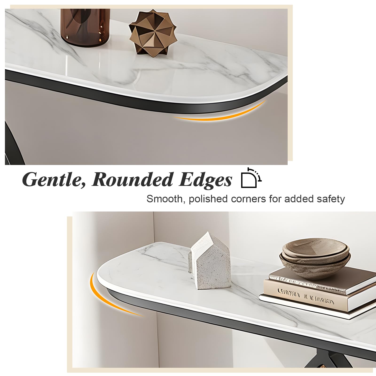 Mesa Consola de Lujo para recibidor, Mesa de Entrada Moderna, Mesa Consola Estrecha de mármol con Base de Metal para Pasillo, Sala de Estar, vestíbulo, 31.5" x 39.4" x 47.2" x 59.1" de Ancho