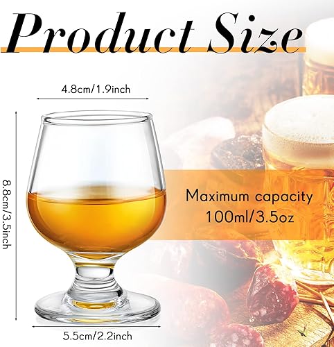Miniatura 8 de Qunclay 24 vasos de chupito, lindos vasos de coñac, pequeños sorteos de brandy para degustar brandy, copas de oporto para whisky, brandy, vino,