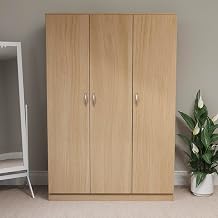 Vida Designs Riano 3 Door Wardrobe | Pine | Bedroom Furniture | 170H x 115.4W x 53D cm | with Shelf & Hanging Rail | Large Capacity Storage