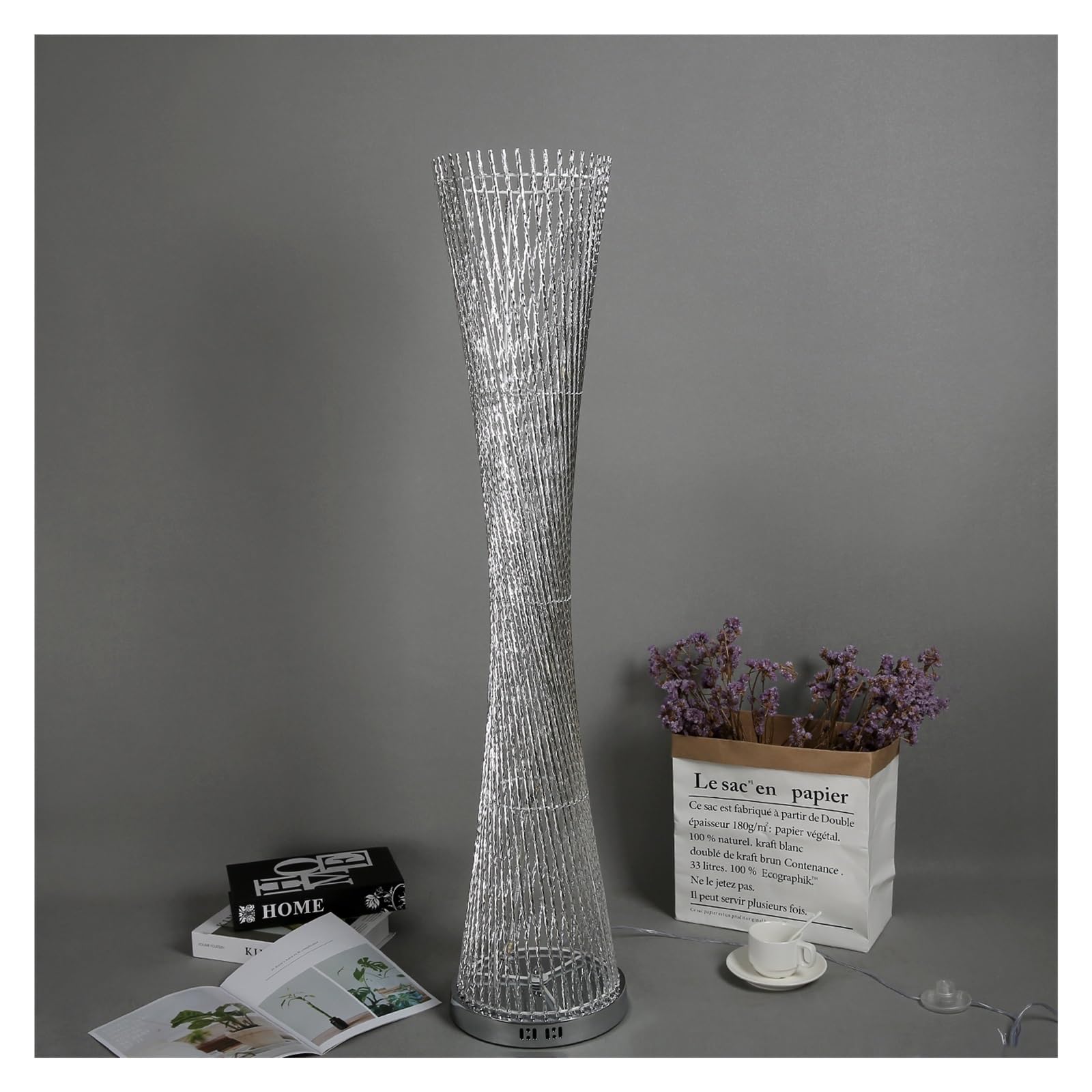 Lampa Stojąca Led Aluminiowa Wieża Podłogowa Do Oświetlenie Salonu Stojak Foyer Home Dekoracyjne Podłogowe AC90-26V Lampy Nowoczesna Do KażDego Pomieszczenia(3-color light,Black)
