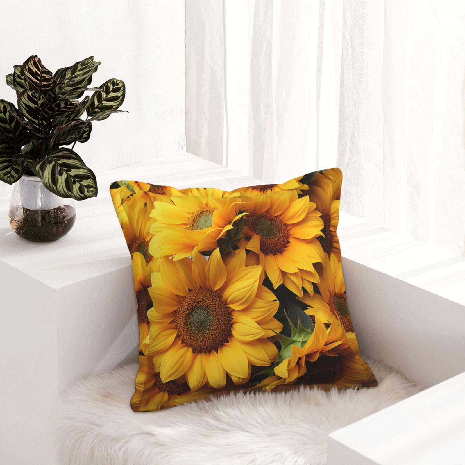 Housse de coussin en similicuir tournesol 50x50 cm lot de 2 pour décoration salon