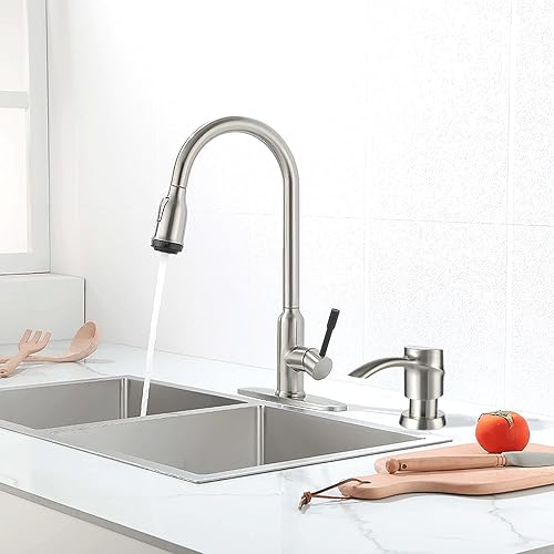 Miniatura 9 de SAMODRA Dispensador de jabón para fregadero de cocina, dispensador de loción, dispensador de ABS bomba incorporada, cabezal de níquel cepillado con