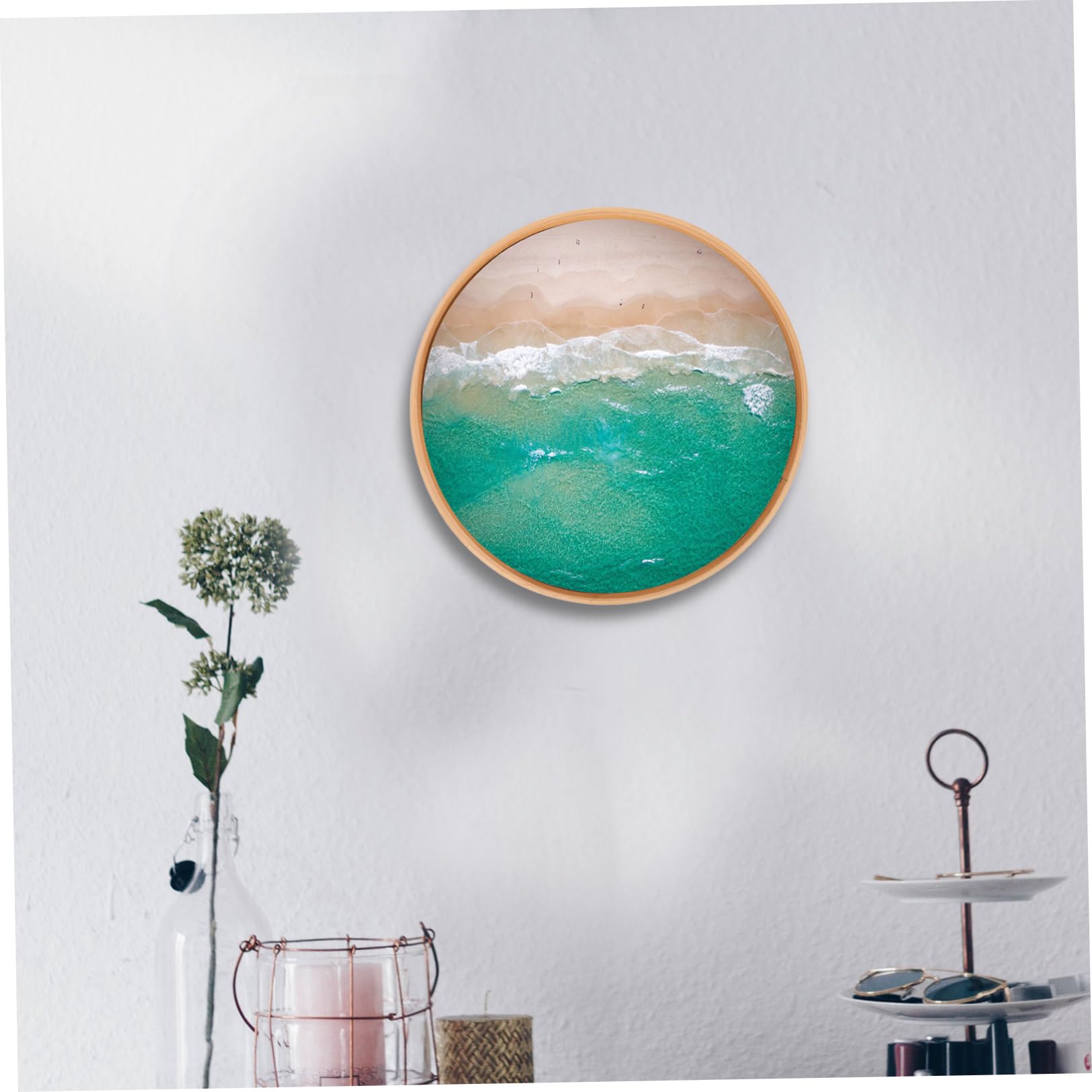 Cornice Foto in Legno Rotonda, DIY Paintings Display Frame, Wooden Frame, Base Stabile, per Librerie e Ristoranti