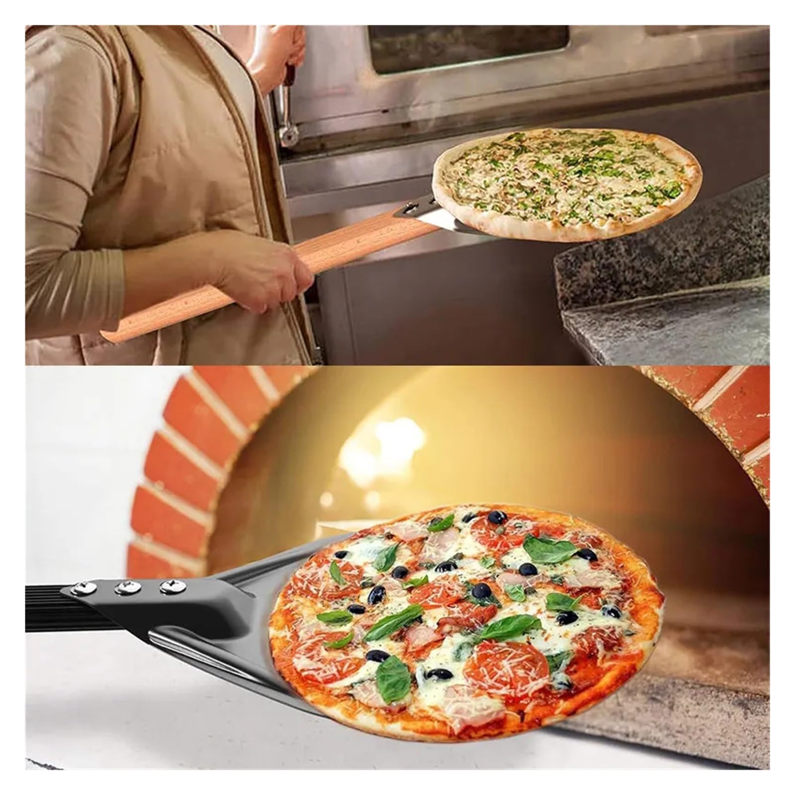Genérico Pala giratoria for pizza perforada redonda de 7/9 pulgadas con mango largo - Accesorio for horno(7 inch Metal Handle)