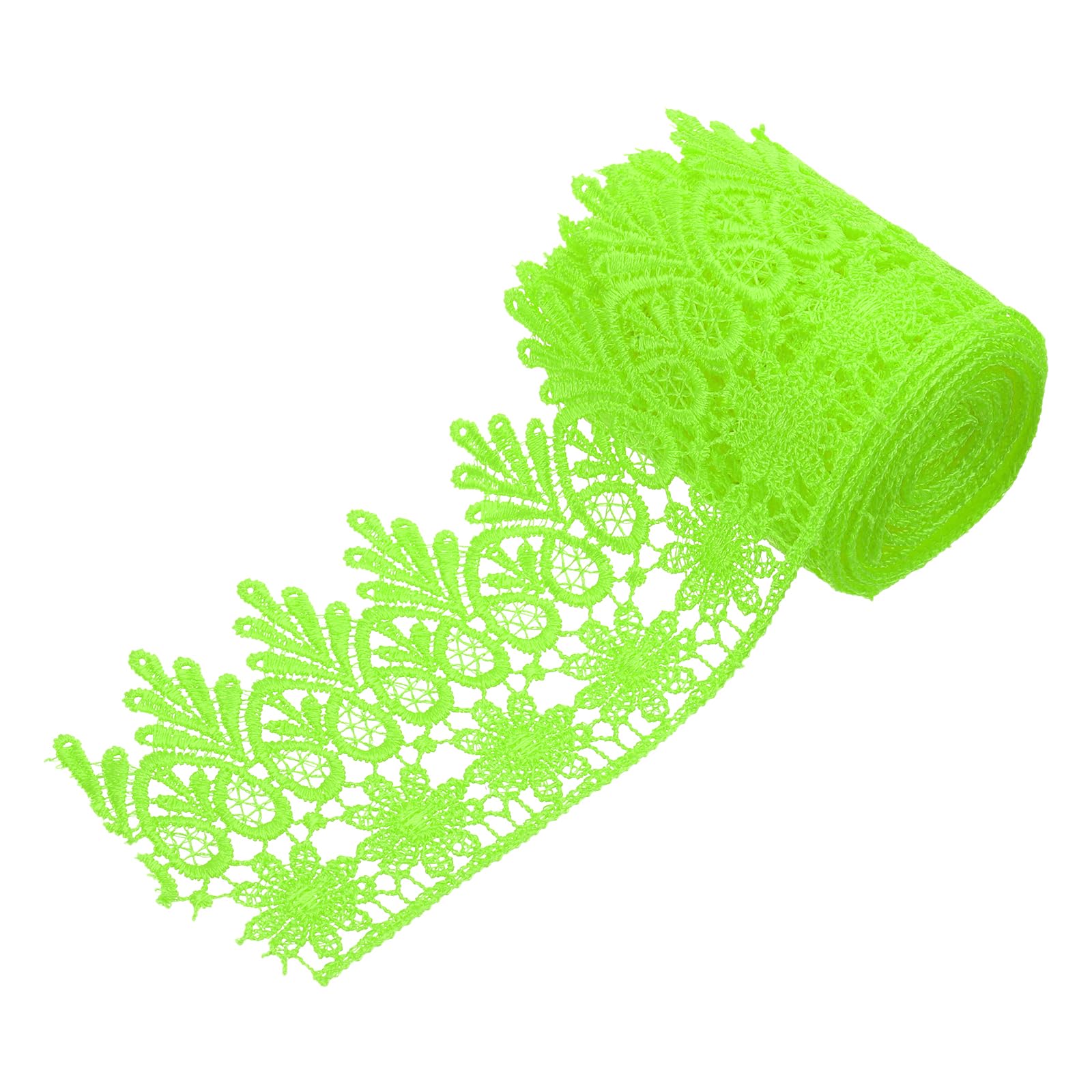sourcing map 3 Inch Wide 3 Yard Lace Ribbon Floral Pattern Light Green Embroidered Edge Lace Trim Ribbons for Sewing Making, DIY Crafts, Gift Wrapping, Wedding Decor — image 1