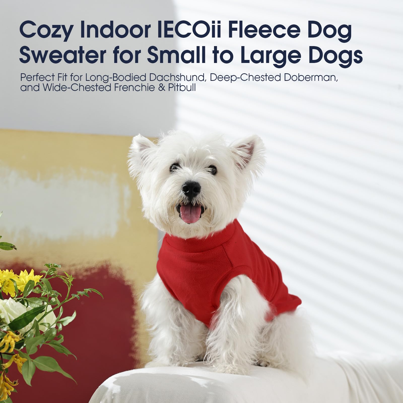 IECOii Paquete de 2 chalecos de forro polar para perro, sudadera elástica acogedora con agujero para correa para otoño e invierno, abrigos cálidos para mascotas pequeñas en interiores y exteriores