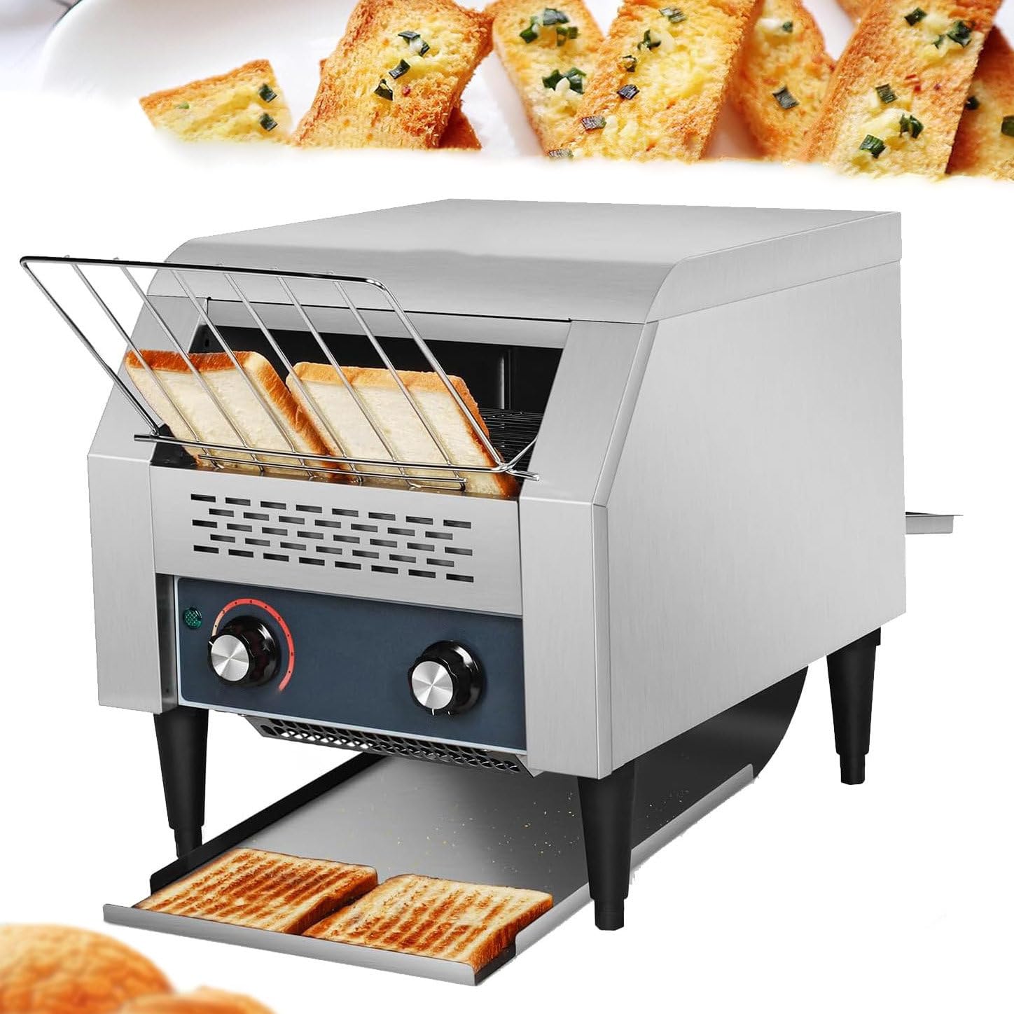 ZHJOPP Commercial Conveyor Toaster 150/300/450 Slices/Hour Stainless Steel Toaster, Heavy Duty Industrial Toasters Electric Oven (E250Type)