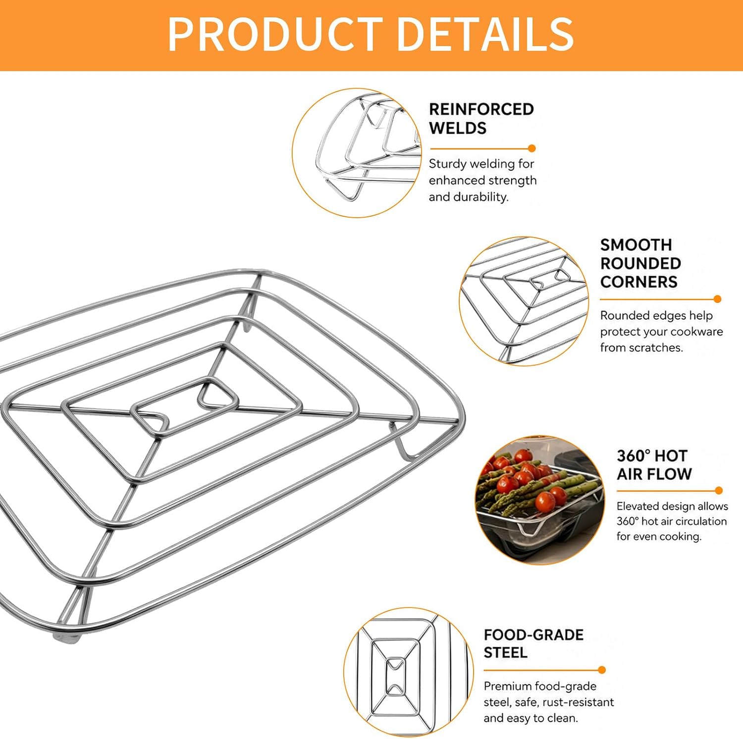 GXF Air Fryer Crisper Rack, 2 PCS Set Stainless Steel Air Fryer Wire Rack Accessories Replacement Parts Crisper Plate for Ninja Crispi 2x4Qt 6 IN 1 DD101IV2 DD101PK1 DD101BL1 Air Fryer,Dishwasher Safe
