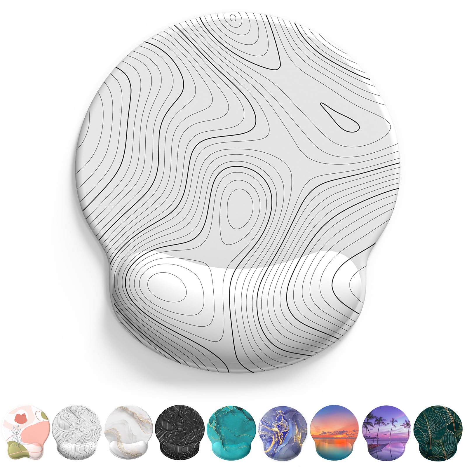 Giecy Mauspad mit Gelkissen,Mousepad mit Handauflage Ergonomisches, Bequemes Computer-Handballenauflage Maus für Laptop,Gaming,Mousepad mit Rutschfester PU-Unterseite (Weiße Linie)