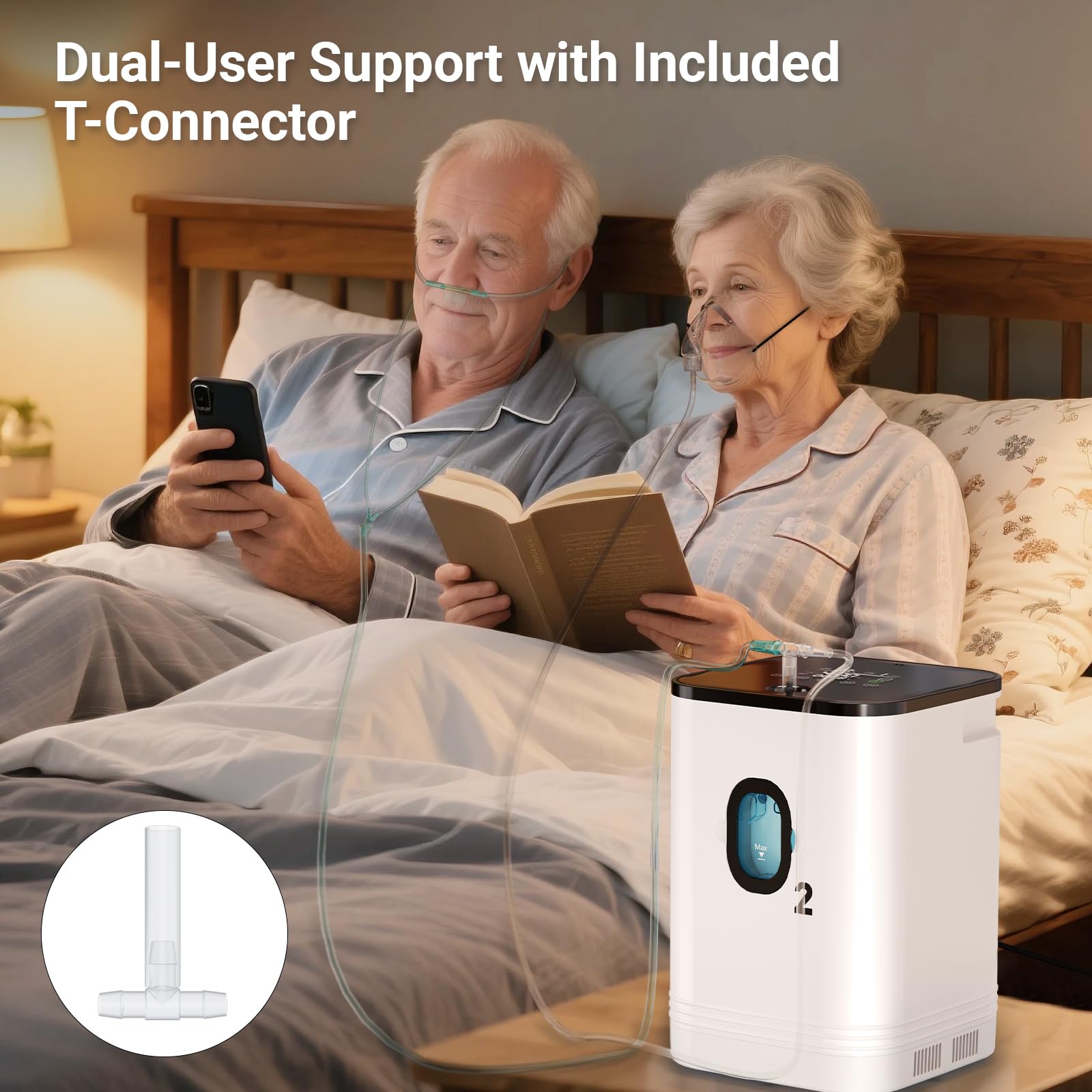Tragbarer Sauerstoffkonzentrator für Zuhause,Xandoril Sauerstoffkonzentrator für den Heimgebrauch,93%,1-7L/min,LCD-Display,eine Fernbedienung und eine Timerfunktion,≤ 48dB geringes Rauschen