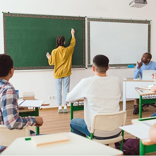 Vista 51 de Zonon 65 Feet Bulletin Board Borders Black and White Polka Dots Striped Grid Borders Decorative Straight Scalloped Wavy Rolled Trim Classroom Back