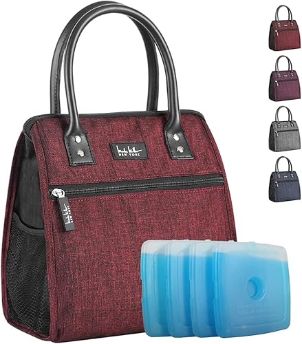 Miniatura 7 de Nicole Miller - Bolsa térmica para el almuerzo, bolsa térmica suave de gran apertura, bolsa de hielo para alimentos con soporte para botellas de