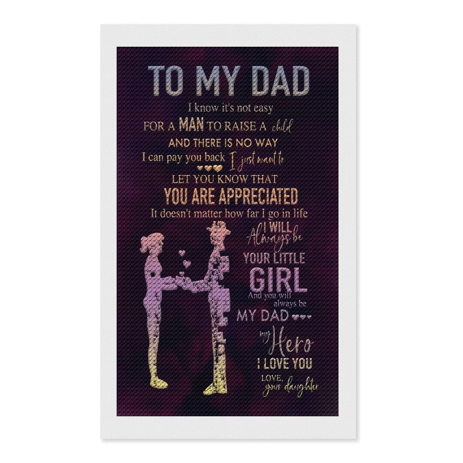 Junmoney to My Dad from Daughter Round Drill Diamond Painting 12"x20", for Craft Lovers, Stress Relief Craft, Bedroom Decor, Festive Craft Gift