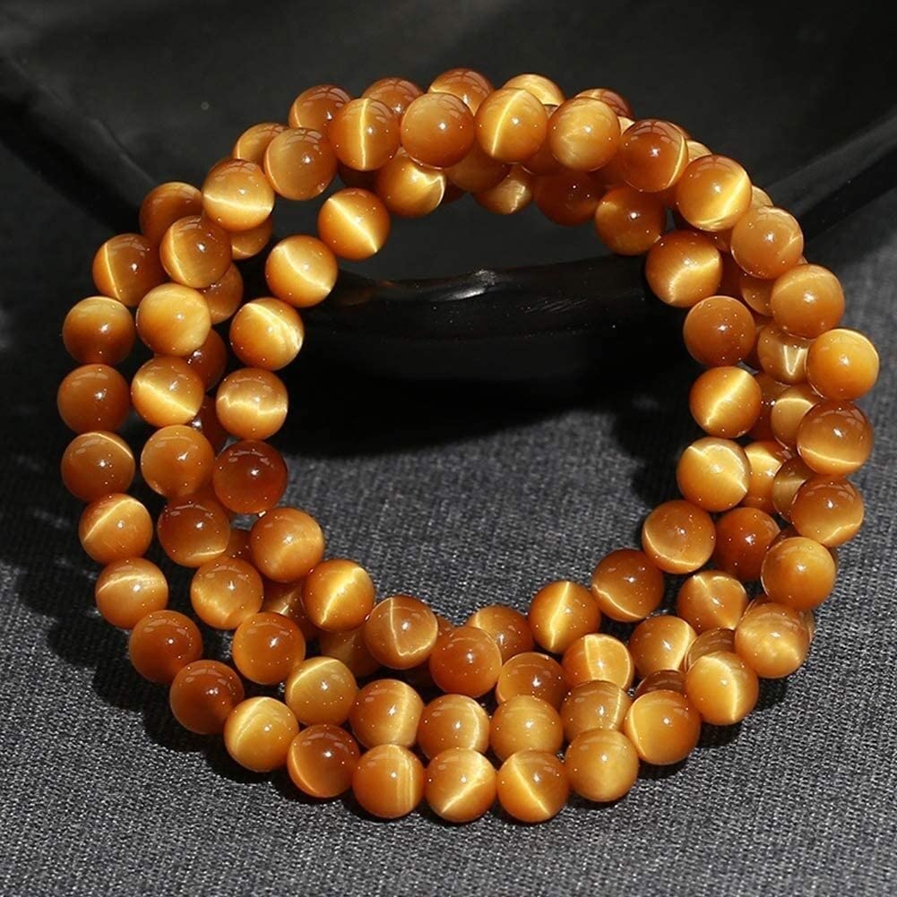Panzhu-Armband, buddhistischer Rosenkranz, 108 Tigerauge-Stein-Armband, 6 mm Gebetsperlen, mehrere Kreise, Mala, tibetisch-buddhistische Halsketteu2014Sammlungsebene (Farbe: Gelb, 6 mm)
