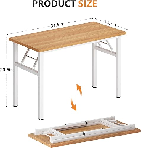 Miniatura 3 de DlandHome Escritorio plegable pequeño de 31.5 pulgadas, escritorio de computadora para oficina en casa, mesa plegable para espacios pequeños, no