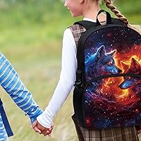 Vista 5 de American Flag Fire Galaxy Pattern Kids Backpack for Boys Girls Elementary Students Bookbag Middle School Bag Lightweight Children Travel Bag